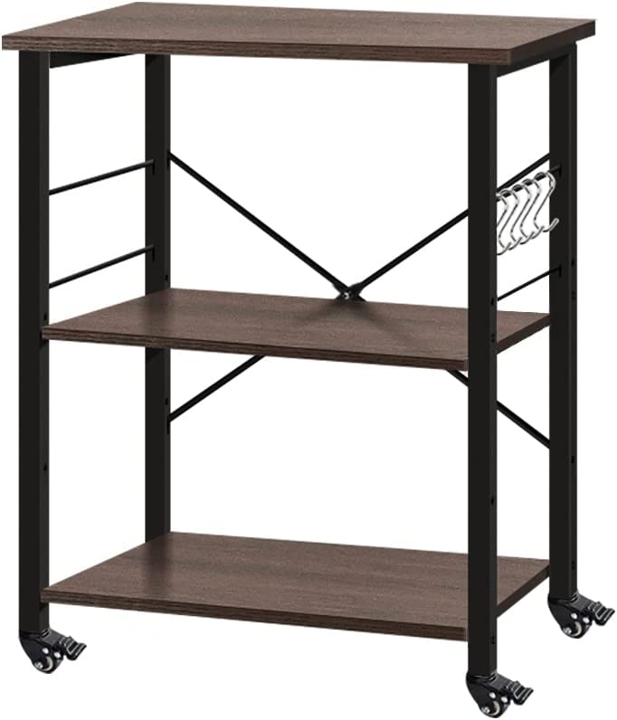 3-Tier Microwave Oven Stand Kitchen Rack with 5 Hooks