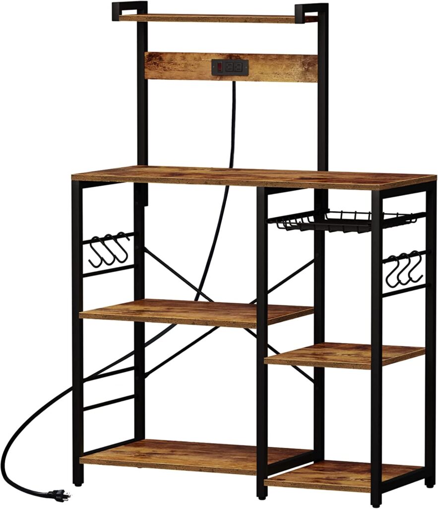 SUPERJARE Bakers Rack with Microwave Stand - Rustic Brown