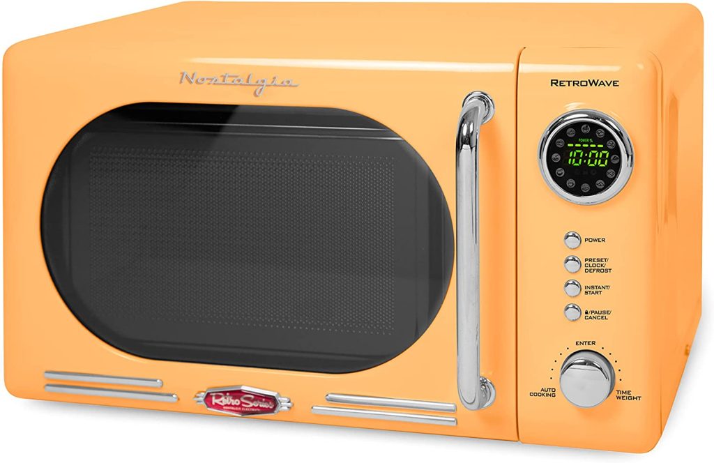 Compact Retro Orange Microwave, 700 watts