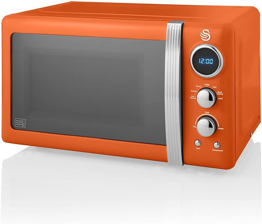 Swan Retro Orange Compact Microwave Oven 800 Watt