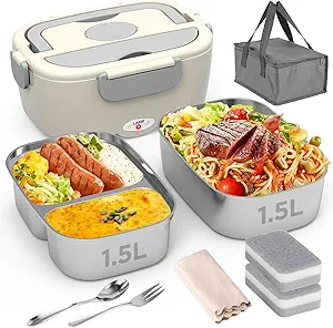 Electric Lunch Box12Volt portable Microwave with Dual 1.5L SS Containers