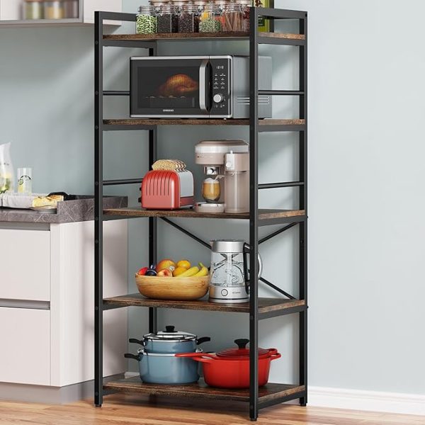 5-Tier Bakers Rack Industrial Microwave Stand Oven Kitchen Storage Shelf Rack