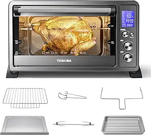 TOSHIBA AC25CEW-BS Large 6-Slice Convection Toaster Oven 10-In-One 1500W