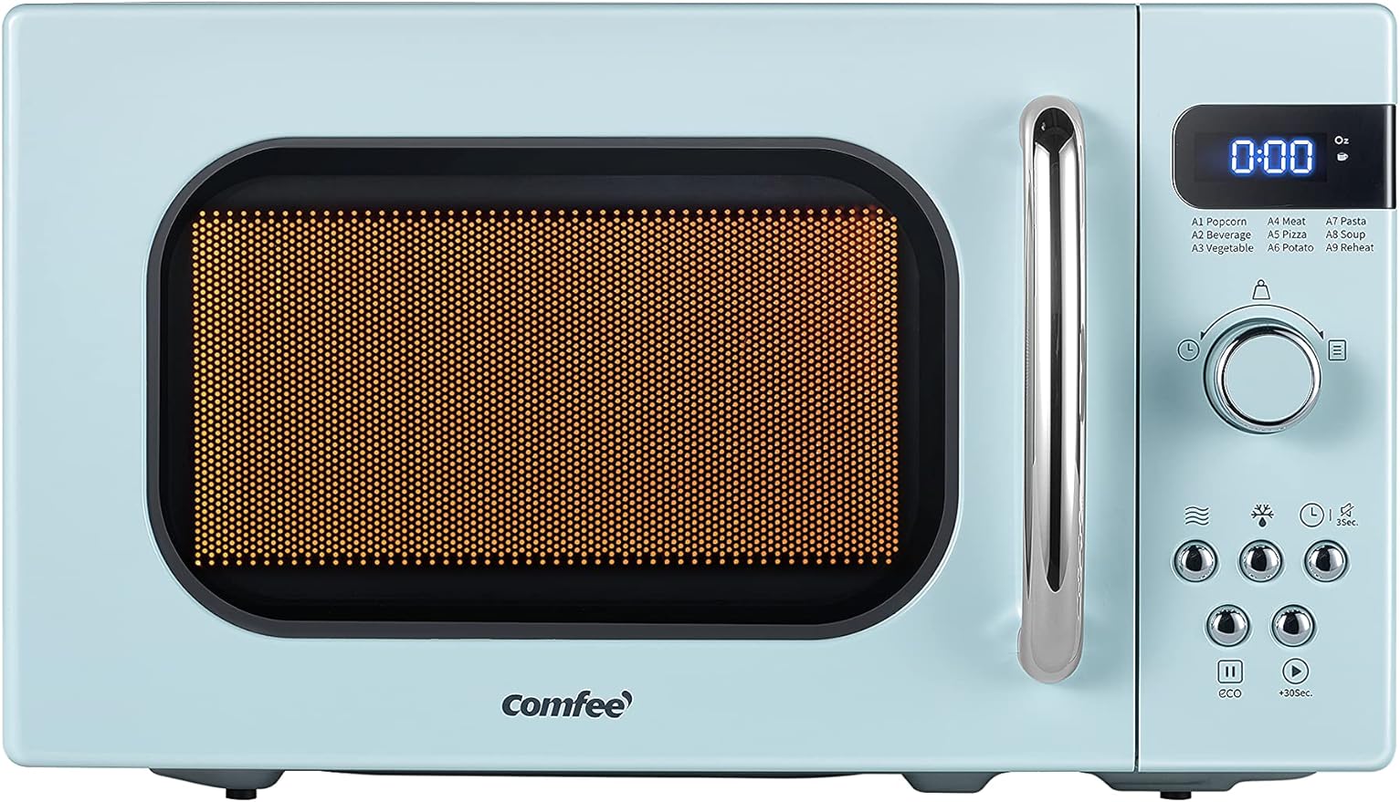 COMFEE' Retro Small Microwave Oven With Compact Size For Small Spaces Green