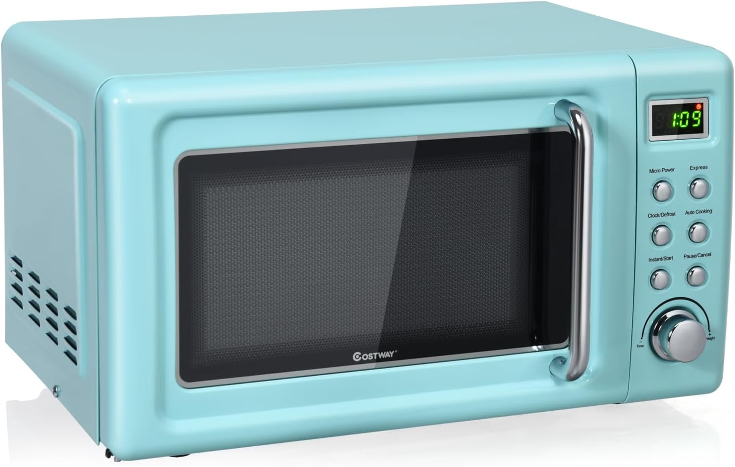 COSTWAY Retro Microwave Oven High Energy Efficiency with Glass Turntable & Viewing Window, (Green)